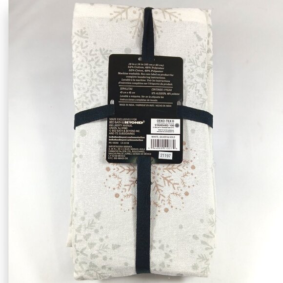 Bee & Willow-Silver& Gold Snowfall- Napkins- 18"x18"- Holiday- White - Picture 7 of 7